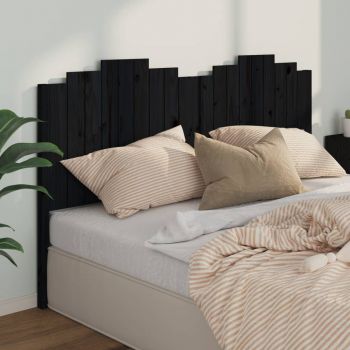 vidaXL Tăblie de pat, negru, 186x4x110 cm, lemn masiv de pin
