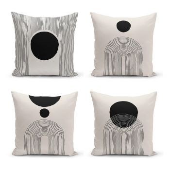 Fețe de pernă negre și bej în set de 4 fețe de pernă 43x43 cm - Minimalist Cushion Covers