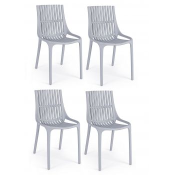 Set 4 scaune din plastic Cassandra Gri Deschis, l55xA46xH81 cm