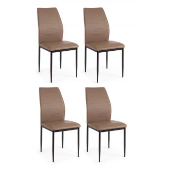 Set 4 scaune din PVC cu picioare metalice Raisa Maro / Negru, l42xA57xH97 cm