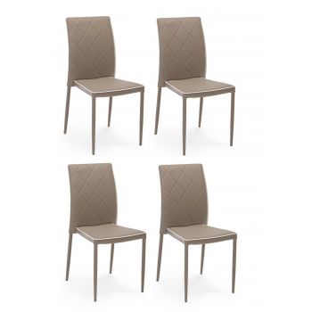 Set 4 scaune tapitate cu piele ecologica si picioare metalice Achille Grej, l43,5xA53,5xH92 cm