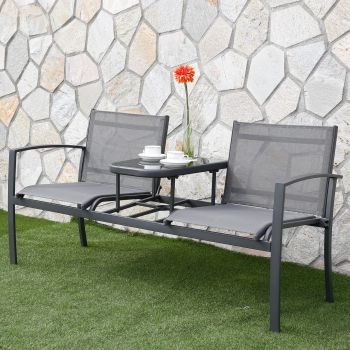 Set mobilier pentru gradina/terasa, Argos, canapea + masuta, L.145.5 l.61.5 H.74.5 cm, otel, gri ieftin