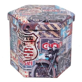 Taburet pliabil hexagonal Bike, Heinner Home, 43x38x38 cm, PVC, multicolor