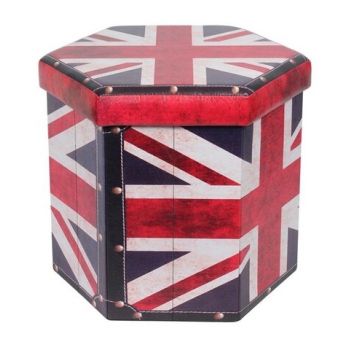 Taburet pliabil hexagonal UK, Heinner Home, 43x38x38 cm, PVC, multicolor
