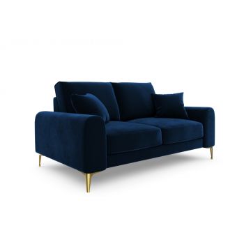 Canapea fixa tapitata cu catifea Albastru royal cu picioare customizabile in dimensiuni multiple Larnite