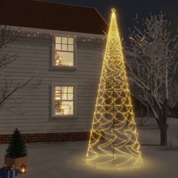 vidaXL Brad de Crăciun cu țăruș, 3000 LED-uri, alb cald, 800 cm
