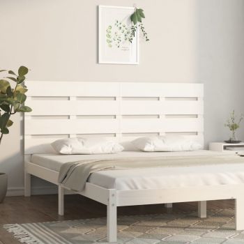 vidaXL Tăblie de pat, alb, 140x3x80 cm, lemn masiv de pin