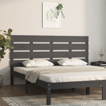 vidaXL Tăblie de pat, gri, 120x3x80 cm, lemn masiv de pin