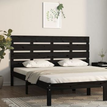 vidaXL Tăblie de pat, negru, 135x3x80 cm, lemn masiv de pin