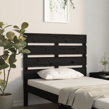 vidaXL Tăblie de pat, negru, 75x3x80 cm, lemn masiv de pin