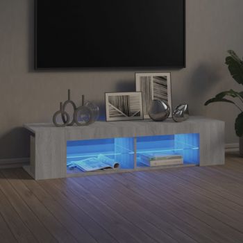vidaXL Comodă TV cu lumini LED, gri sonoma, 135x39x30 cm