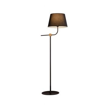 Lampadar glam negru LARGO cu abajur textil 1x60W E27