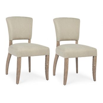 Set 2 scaune tapitate cu stofa si picioare din lemn Maratriz Bej / Natural, l52xA63xH90 cm
