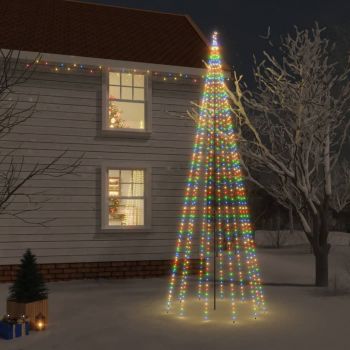 vidaXL Brad de Crăciun, 732 LED-uri colorate, cu țăruș, 500 cm