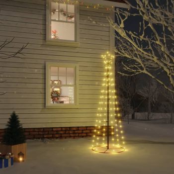 vidaXL Brad de Crăciun conic, 108 LED-uri, alb cald, 70x180 cm