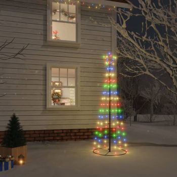 vidaXL Brad de Crăciun conic, 108 LED-uri, multicolor, 70x180 cm