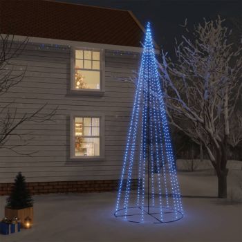 vidaXL Brad de Crăciun conic, 732 LED-uri, albastru, 160x500 cm