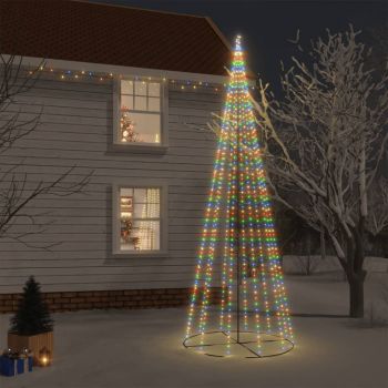 vidaXL Brad de Crăciun conic, 732 LED-uri, multicolor, 160x500 cm