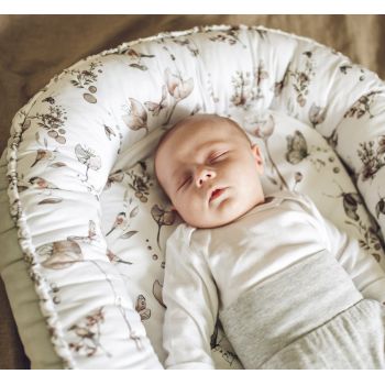 Suport de dormit Babynest Premium Bumbac si Catifea Eucalipt Soft Grey by BabySteps 70x35 cm