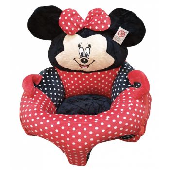 Fotoliu bebe cu spatar - Minnie Mouse 3D, rosu, din plus
