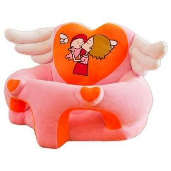 Fotoliu pentru bebe din plus cu spatar si suport de picioare - Ingeras roz