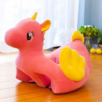 Fotoliu pentru bebe din plus cu spatar si suport de picioare - Unicorn Roz