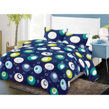Lenjerie de pat BS053, Bleu-marin Motive cercuri multicolore