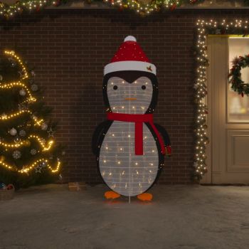 vidaXL Figurină pinguin decorativă Crăciun, LED, 180 cm, țesătură lux