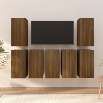 vidaXL Dulapuri TV, 7 buc., stejar maro, 30,5x30x60 cm, lemn prelucrat