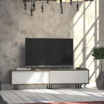 Comoda TV Askal, Zena Home, 180x35x47.4 cm, natural/alb