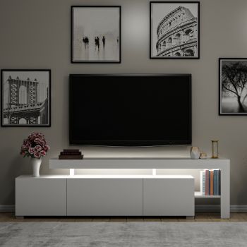 Comoda TV Beliz, Inarch, 192x37x53 cm, alb ieftina