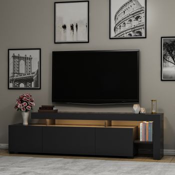 Comoda TV Beliz, Inarch, 192x37x53 cm, antracit ieftina
