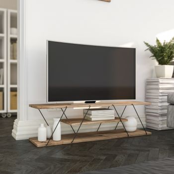 Comoda TV Canaz, Kalune Design, 120x30x33 cm, maro/negru