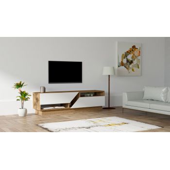 Comoda TV Koza, Puqa Design, 160x40x45 cm, maro/alb