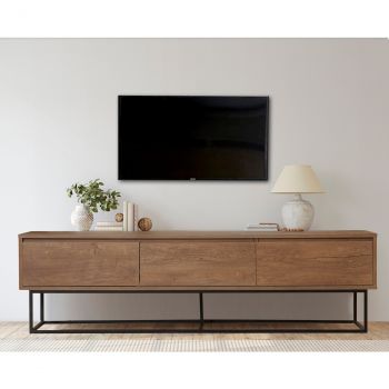 Comoda TV Milo, Sapphire, 180x40x50 cm, maro/negru ieftina