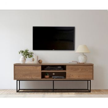 Comoda TV Rodez, Sapphire, 140x40x50 cm, maro/negru ieftina