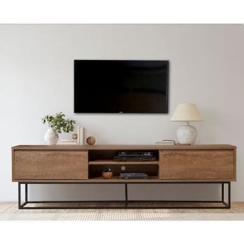 Comoda TV Rodez, Sapphire, 180x40x50 cm, maro/negru ieftina
