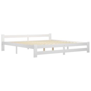 vidaXL Cadru de pat cu 2 sertare, alb, 200x200 cm, lemn masiv de pin