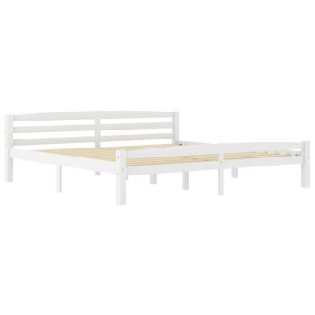 vidaXL Cadru de pat cu 4 sertare, alb, 200x200 cm, lemn masiv pin