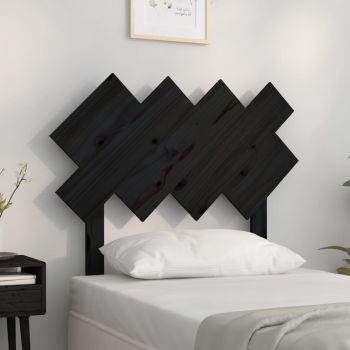 vidaXL Tăblie de pat, negru, 92x3x81 cm, lemn masiv de pin