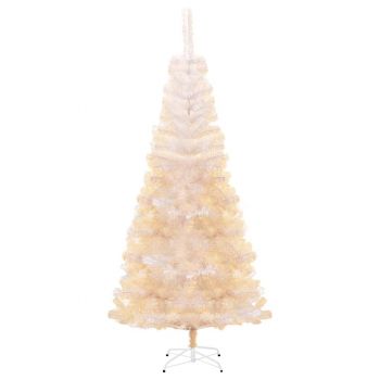 vidaXL Brad de Crăciun artificial cu vârfuri irizate, alb, 180 cm, PVC