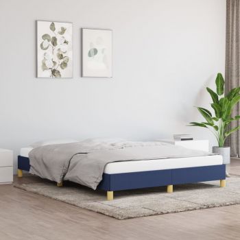 vidaXL Cadru de pat, albastru, 140 x 200 cm, material textil