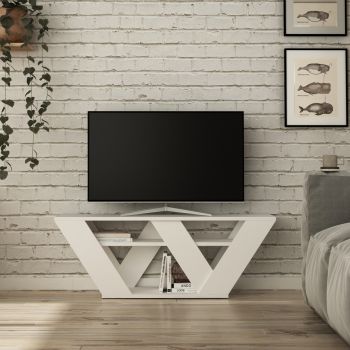 Comoda TV, Homitis, Pipralla - White, 40x110x30 cm