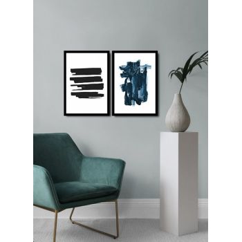 Set 2 tablouri decorative, Alpha Wall, Dark Abstract, 36x51 cm