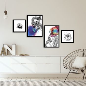 Set 4 tablouri decorative, Alpha Wall, Photography, 30x30/35x50 cm