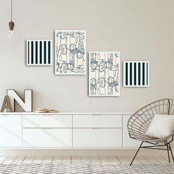 Set 4 tablouri decorative, Alpha Wall, Prison, 30x30/35x50 cm