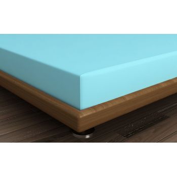 Cearceaf de pat cu elastic, 160x200 cm, 100% bumbac ranforce, Patik, Turquoise, turcoaz
