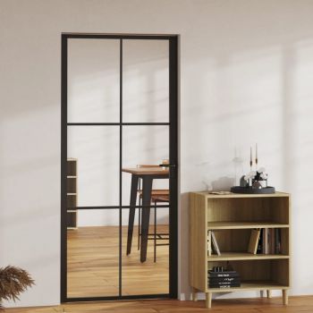 vidaXL Ușă de interior, negru, 93x201,5 cm, sticlă ESG și aluminiu