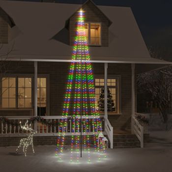 vidaXL Brad de Crăciun pe catarg, 732 LED-uri, multicolor, 500 cm