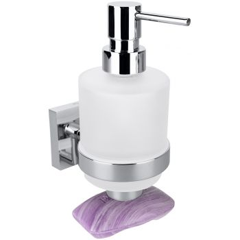 Dispenser sapun lichid Bemeta Beta mini cu montaj pe perete si suport magnetic pentru sapun